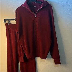 Red Knit Sweater and Pants Set
